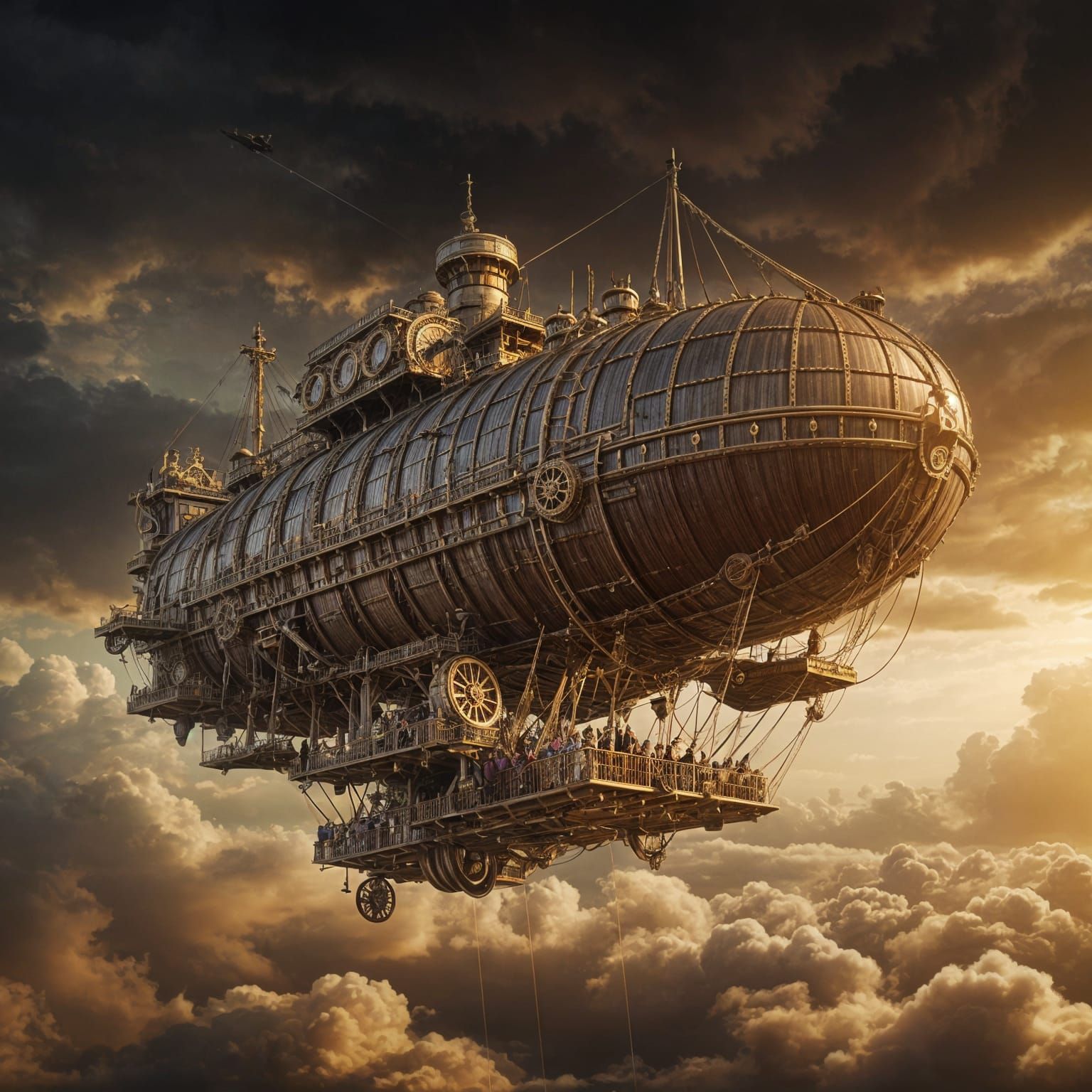 Steampunk Airship Soaring Through Stormy Skies