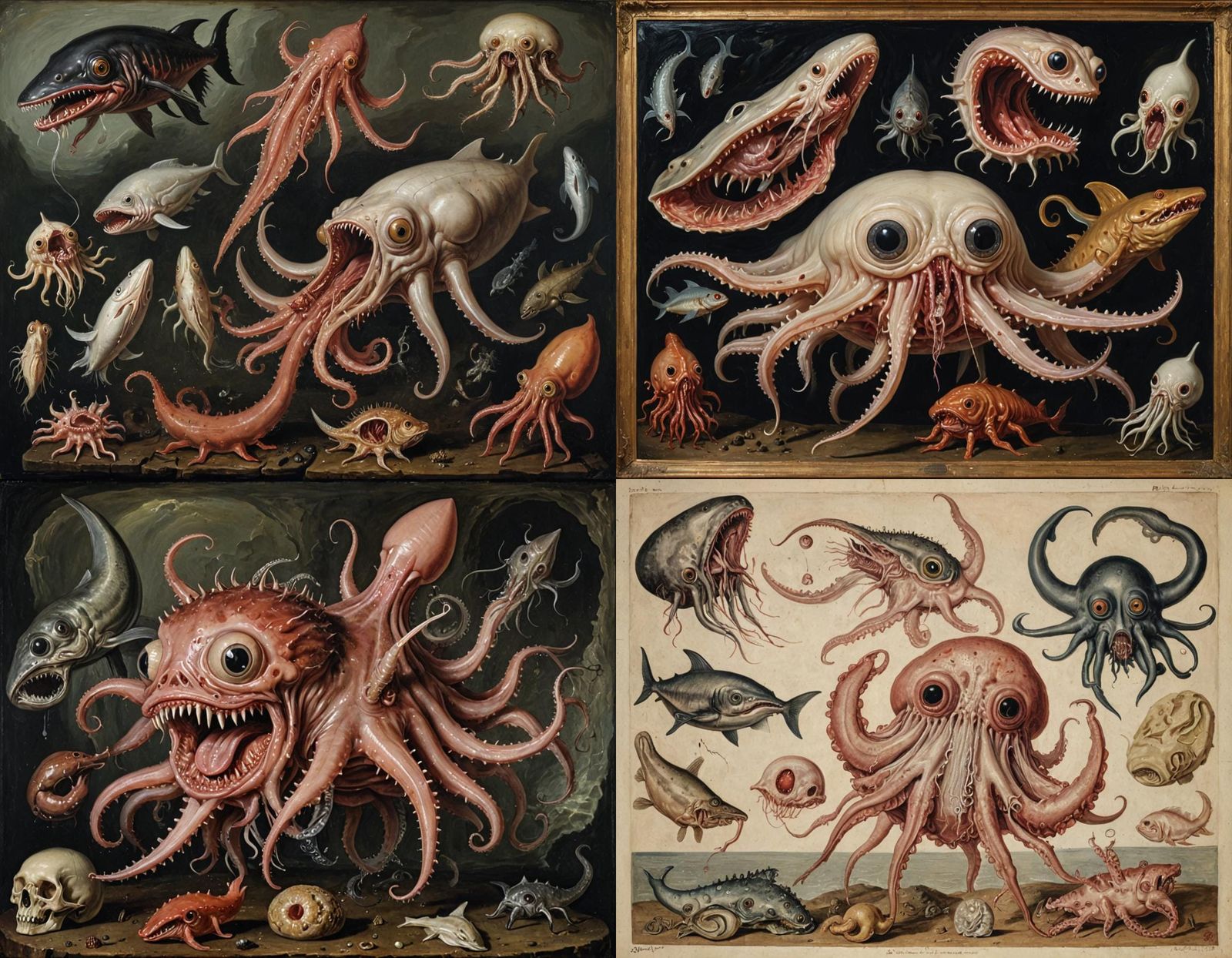 Surreal Vivisection: Sea Slug Hybrid in Expressionist Style