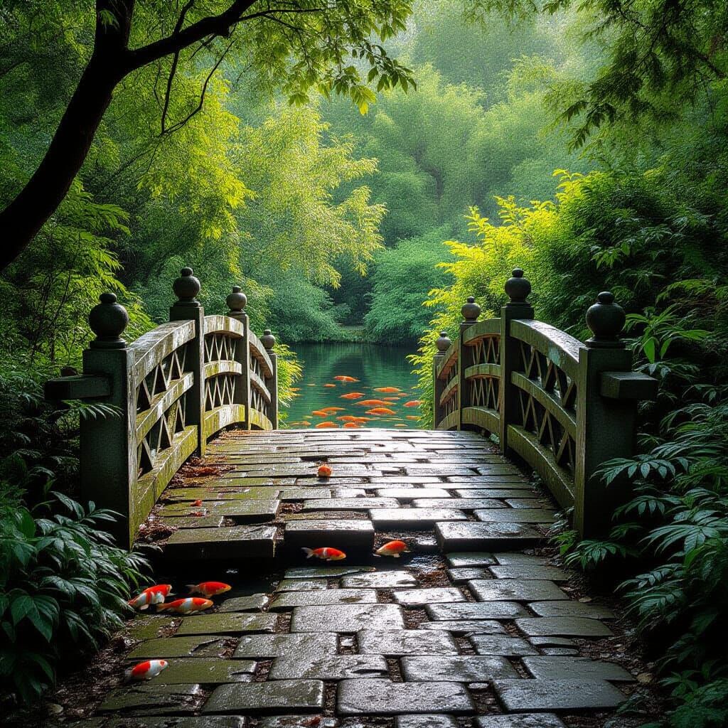 Ancient Overgrown Bridge Lost in Lush Forest