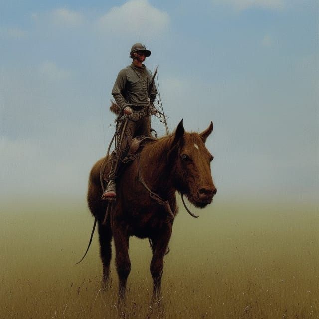 Rider in the middle of the wheat