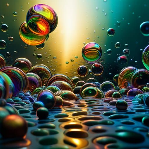 Radiant Bubbles with Rainbows in Volumetric Lighting