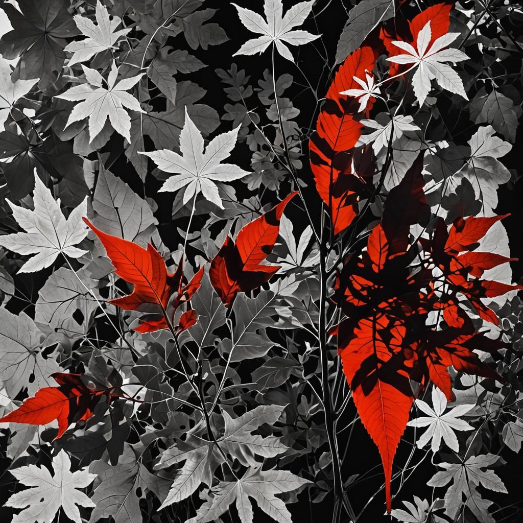 High Contrast Rayograph of Natural Forms in Black and White