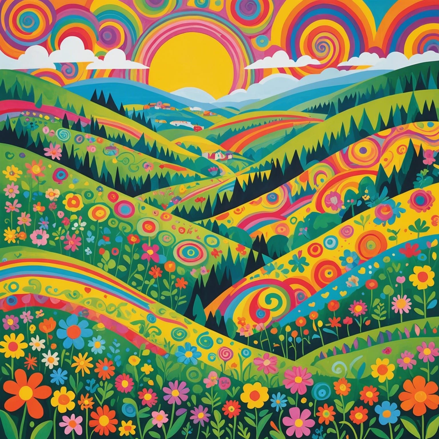 Yellow Submarine Style 'LOVE' Landscape