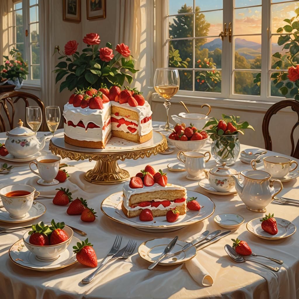 Cozy Golden Hour Birthday Cake Still Life