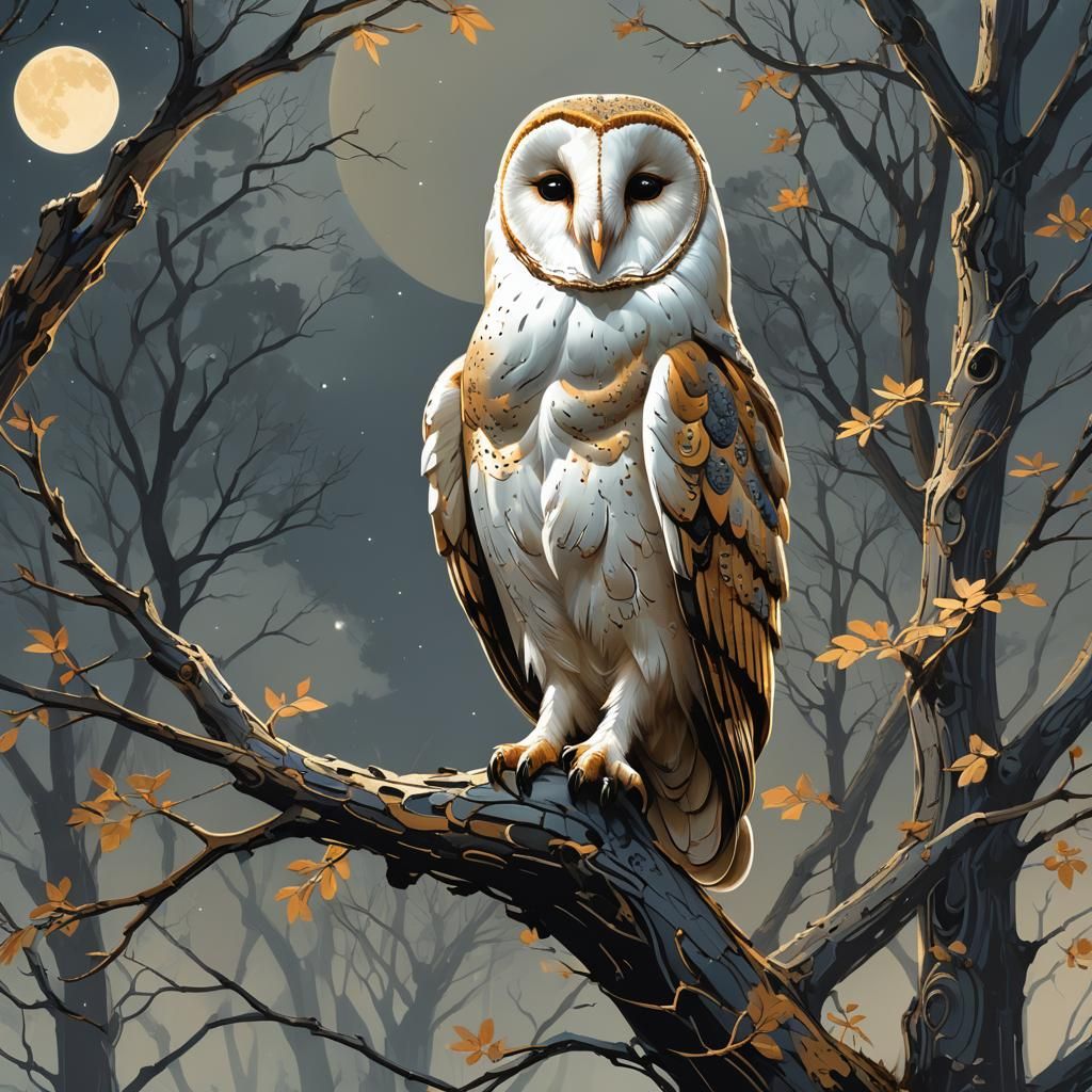 Mid Century Barn Owl in Ancient Woodlands