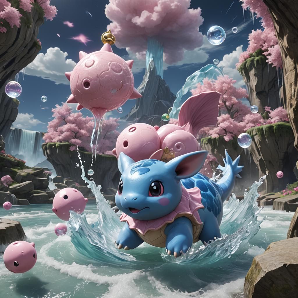 Lapras Attacks Jigglypuff with Ice Beam