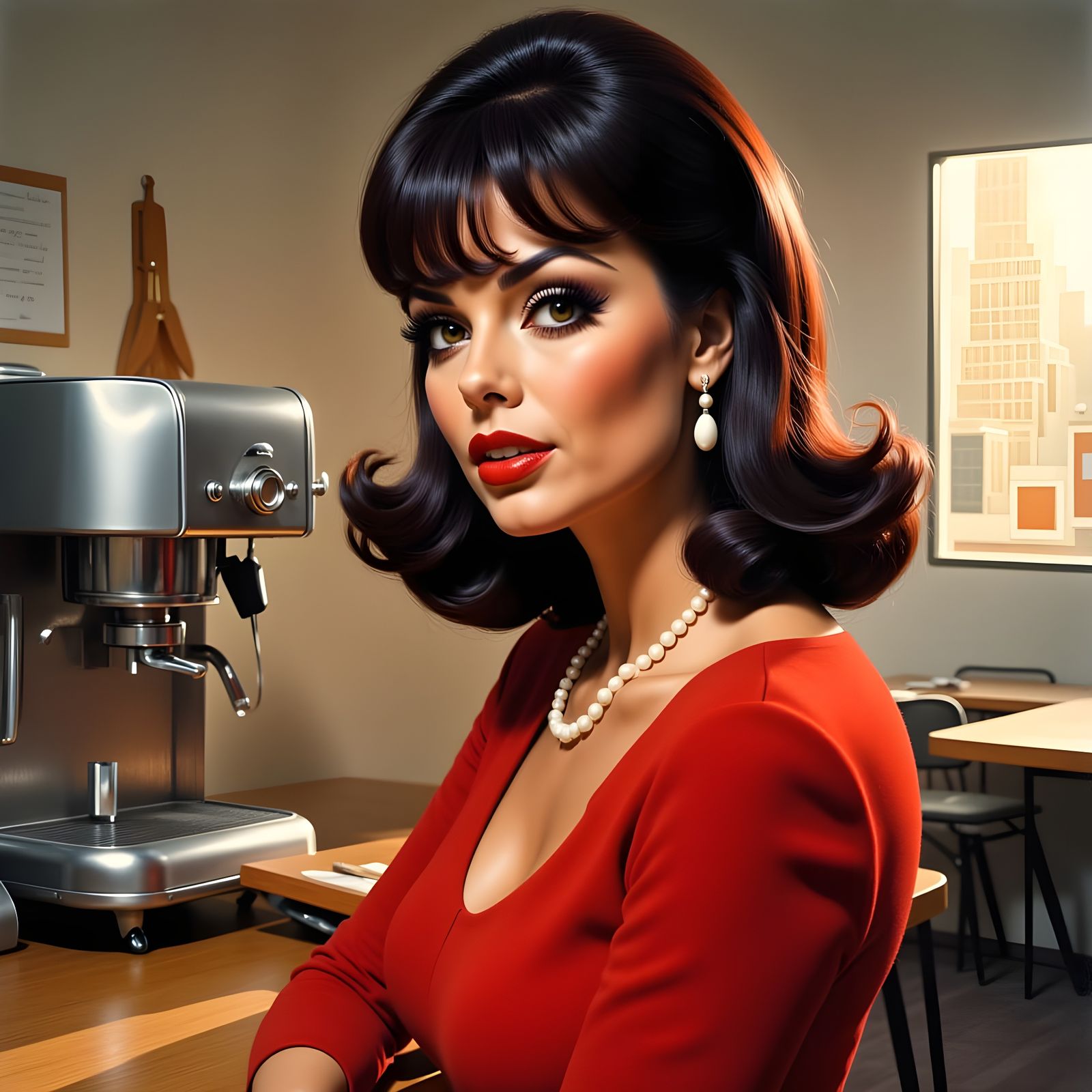 1960s Office Worker in Impasto Style