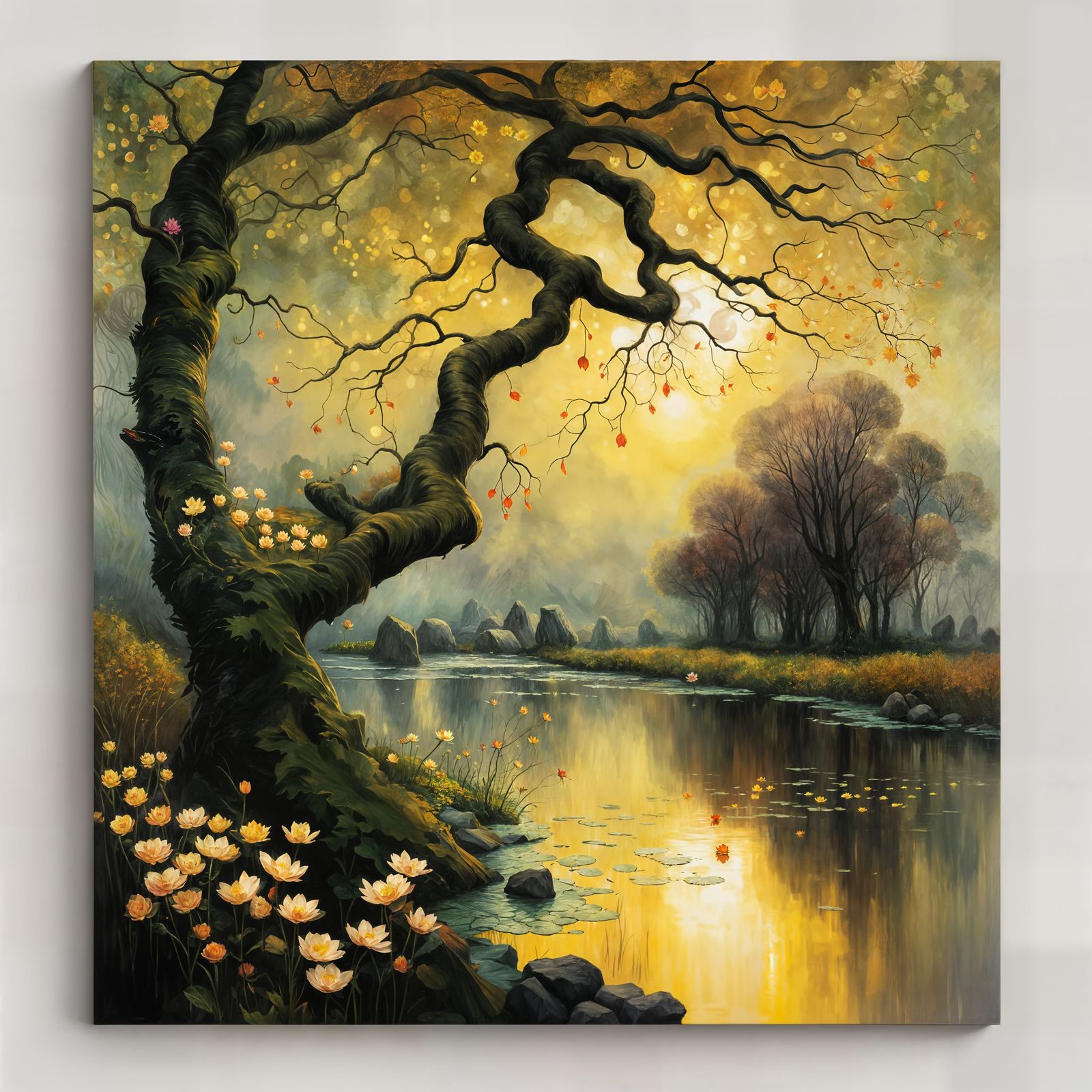Cosmic Autumn Landscape Painting in Romanticism Style