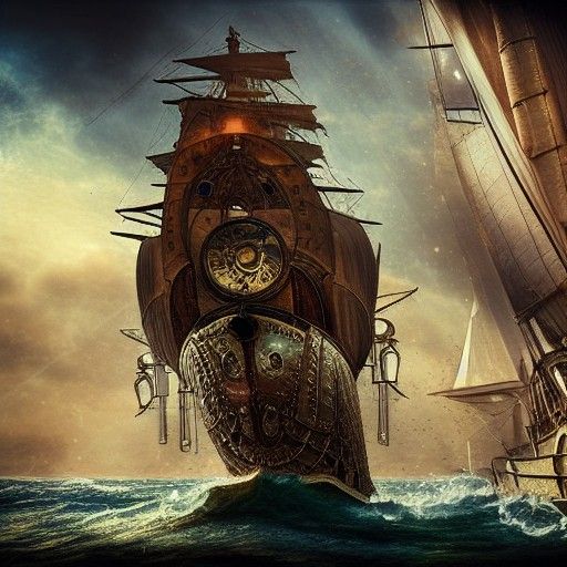Steampunk Ship in a Bottle: Epic Digital Art