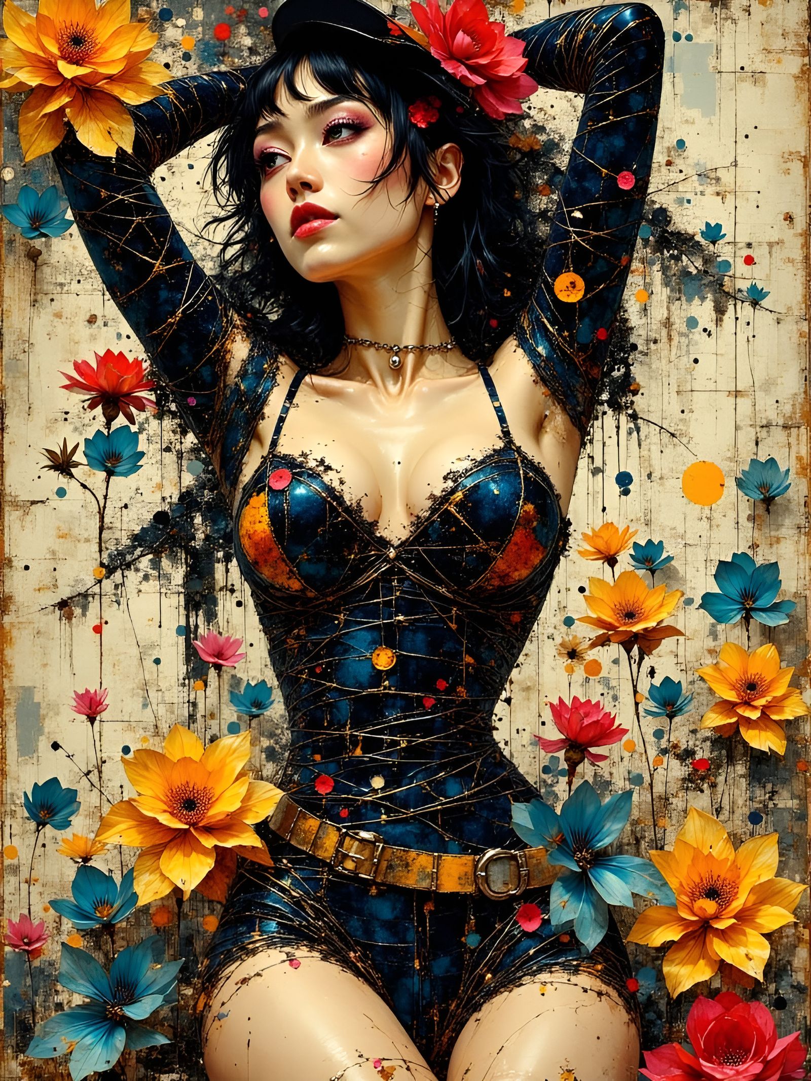 Glitch Art Fusion: Digital Artifacts and Iridescent Colors