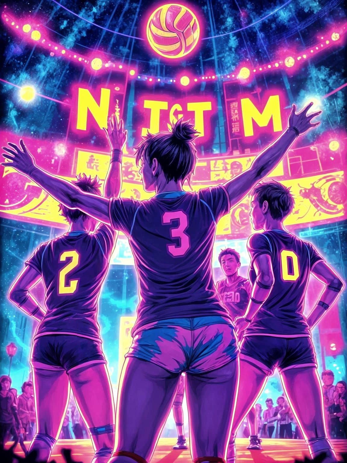 Nekoma Volleyball Tournament Poster in Anime Style