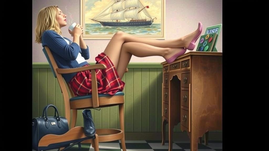 Woman in Cozy English Countryside Cottage