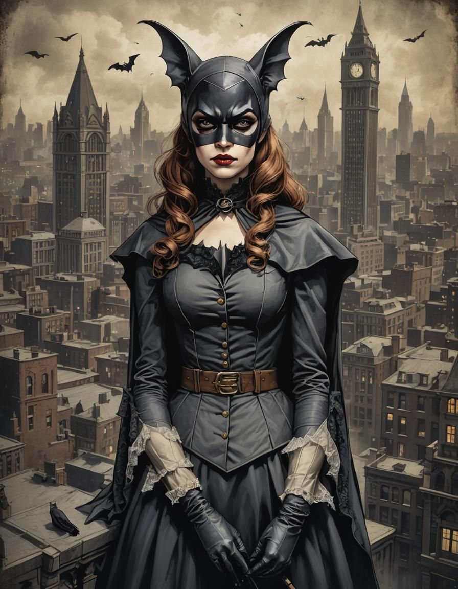 Victorian Batgirl in Gotham City Style
