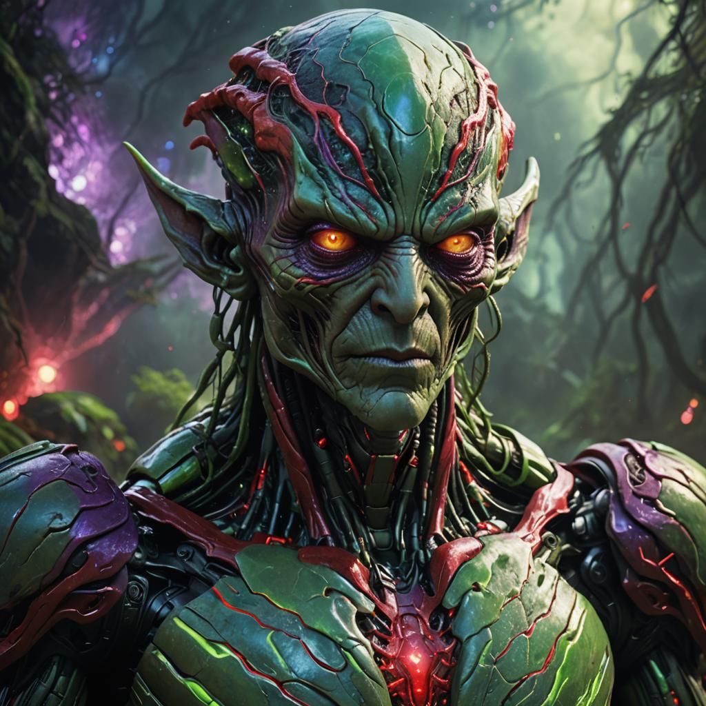 Detailed Alien Portrait in Digital Matte Painting