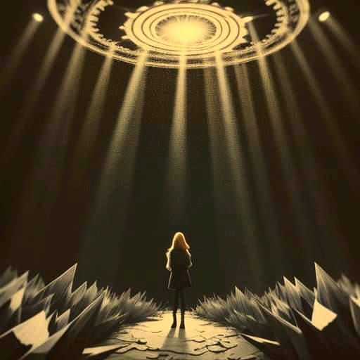 Eerie Abstract Portrait of Woman in Dimly Lit Room