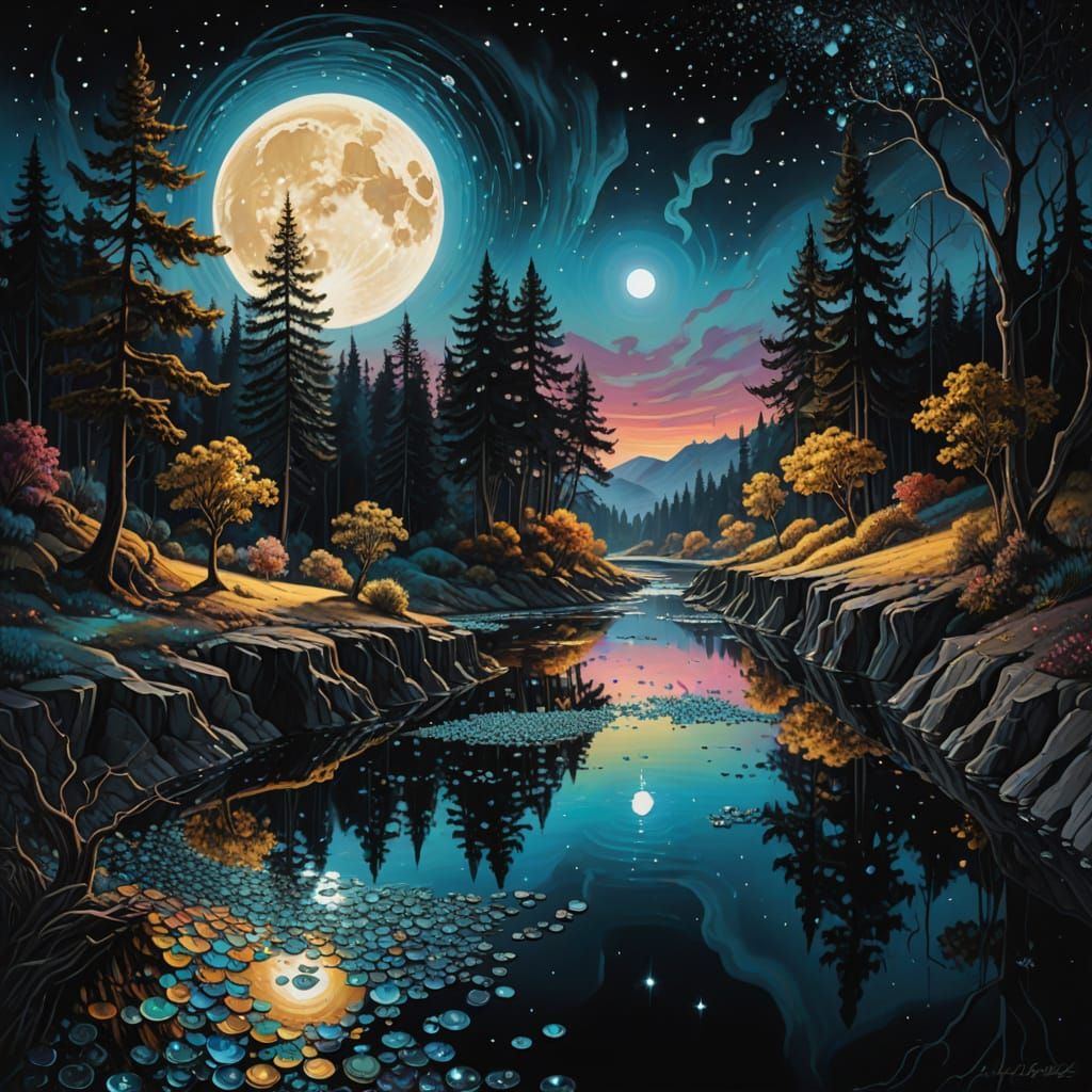 Surreal Moonlit Masterpiece in Salvador Dali Style