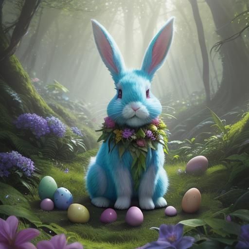 Mystical Easter Bunny in Enchanted Forest