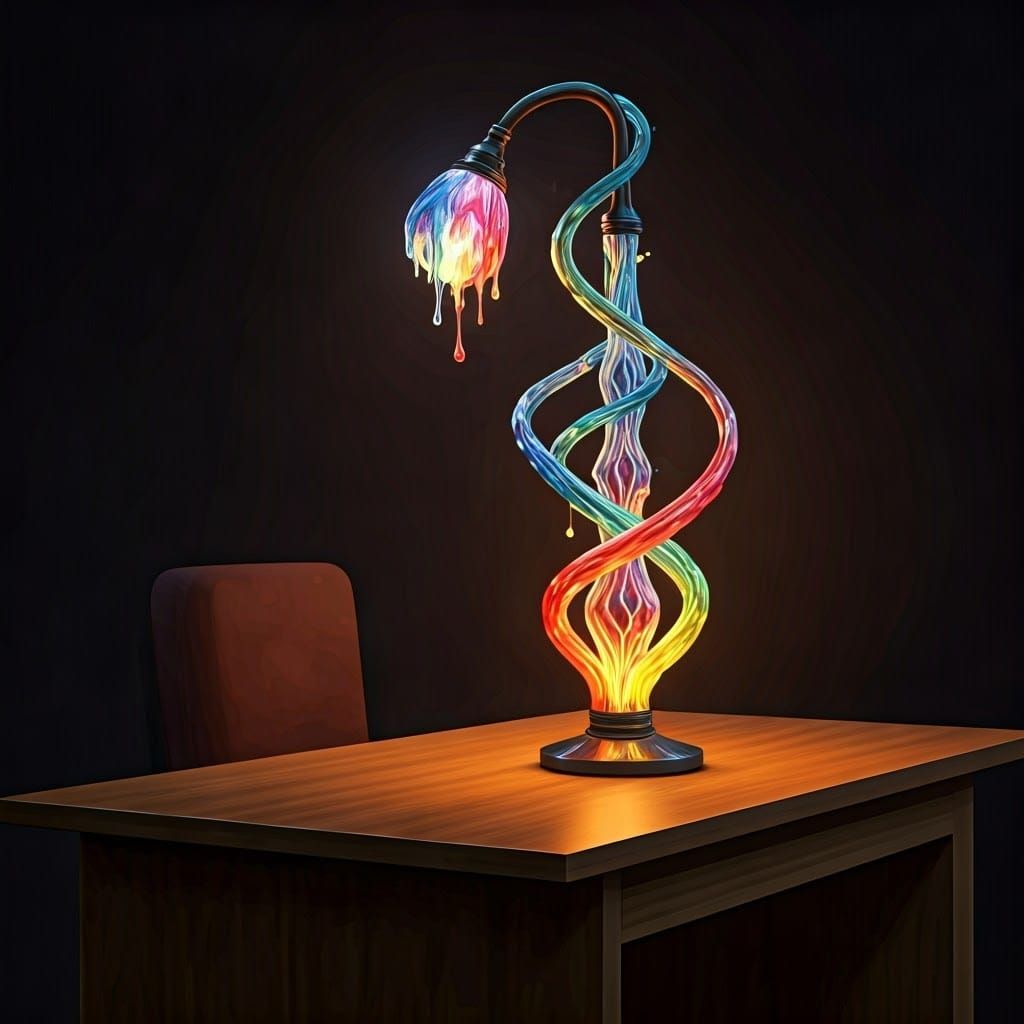 Glowing Vaporwave Lamp of Twisted Glass