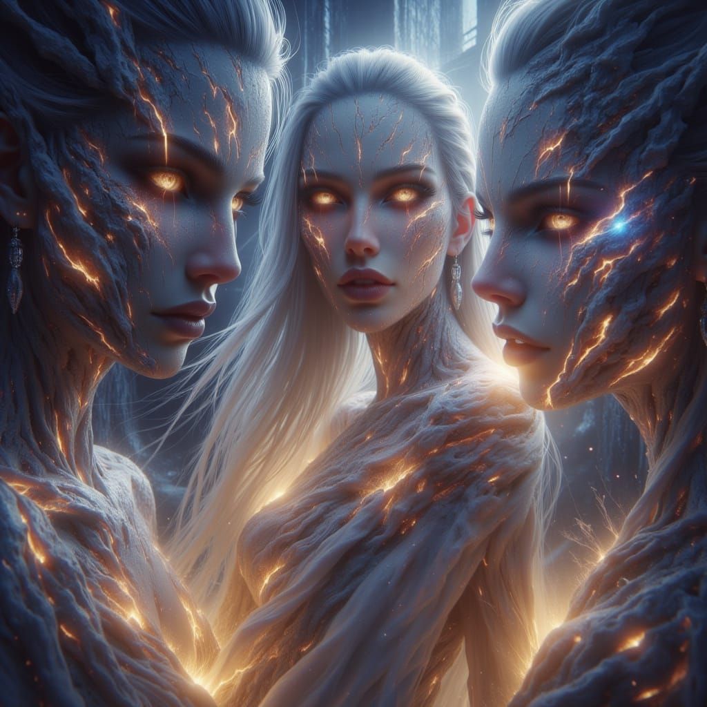 Ethereal Norns in Lunar Glow