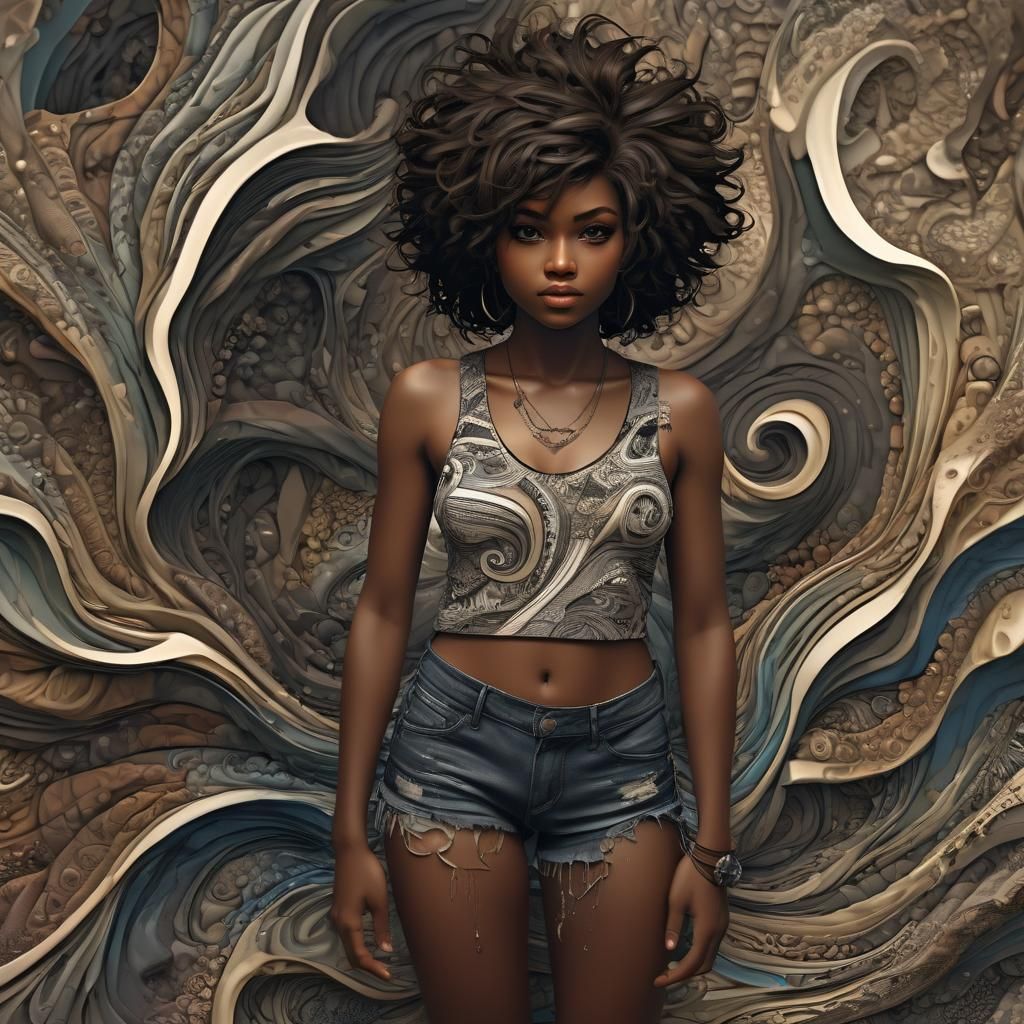 Anime Style Woman in Desert Top-Down View