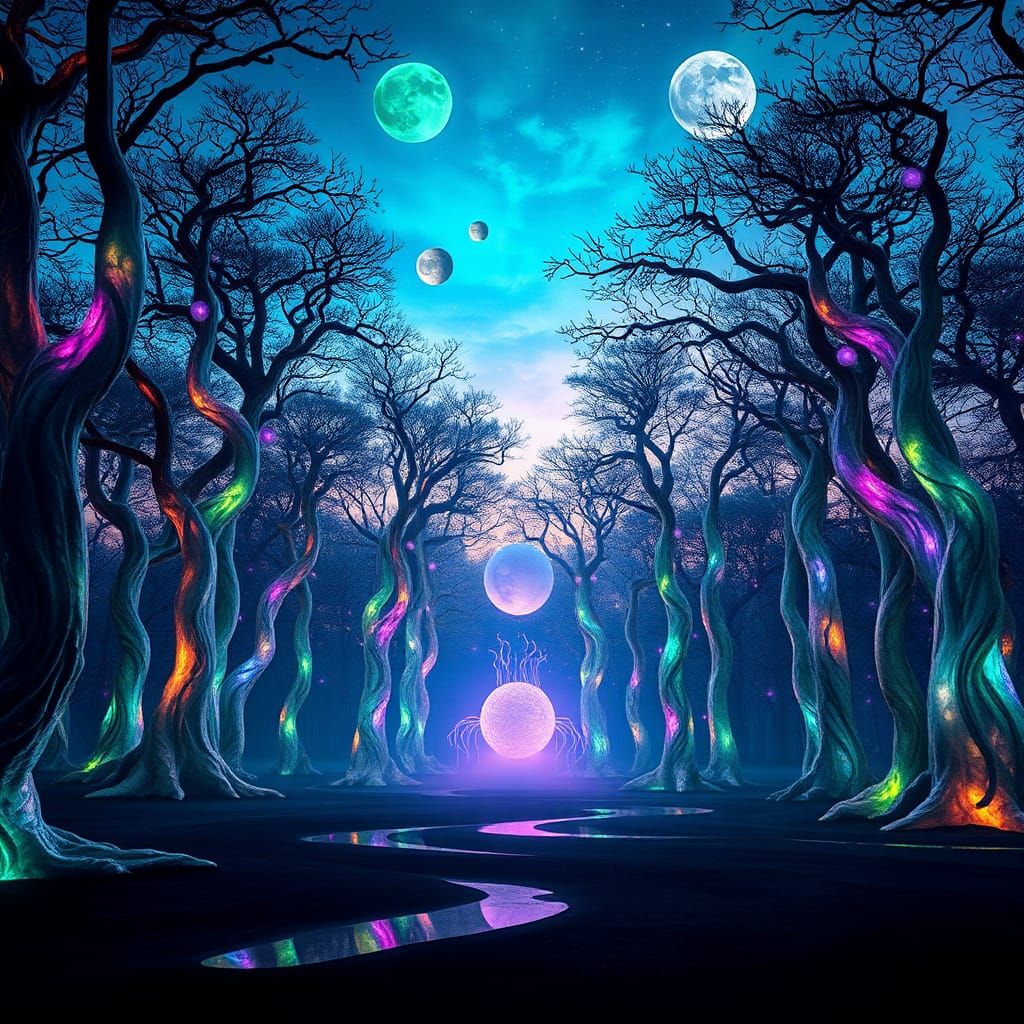 Mystical Crystalline Forest at Twilight