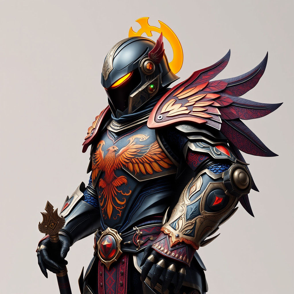Metal Hero in Full Armor with Angelic Phoenix Batik