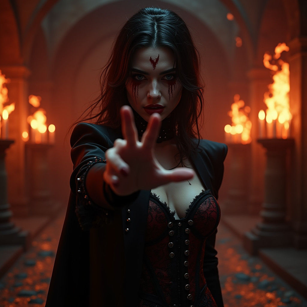 Goth Demon Vampire Reaching Out, Digital Art