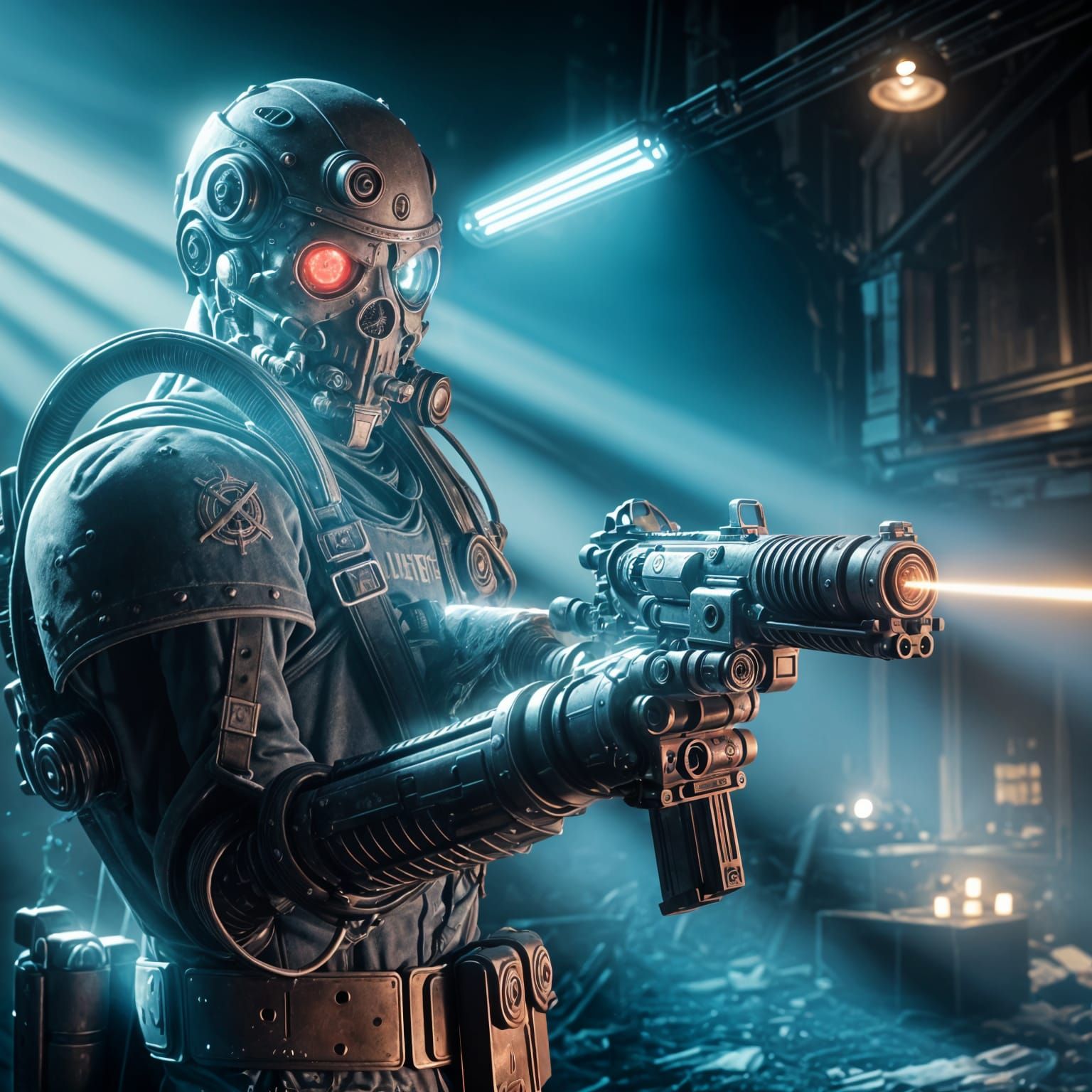 Post-Apocalyptic Ghoul with Laser Rifle in 8K