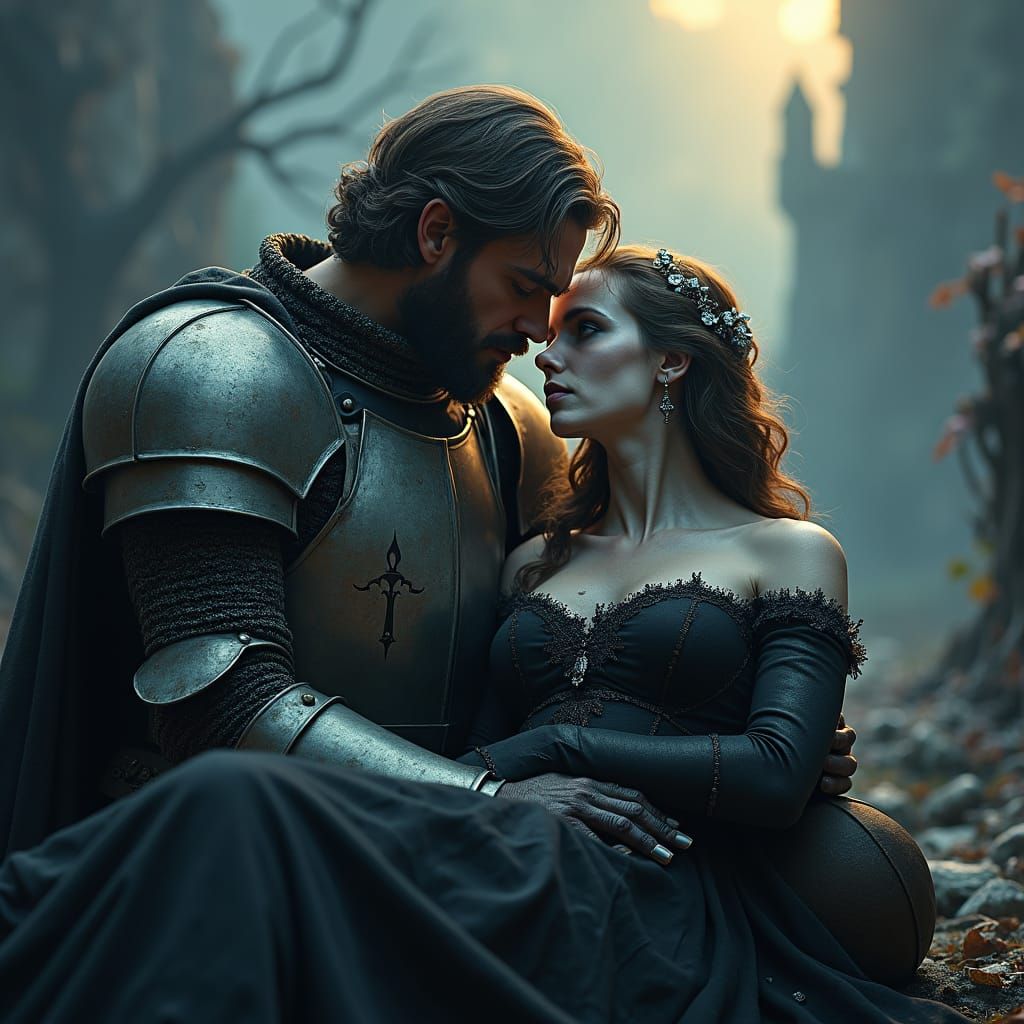 Knight's Sorrow: Embracing Undead Wife in Despair