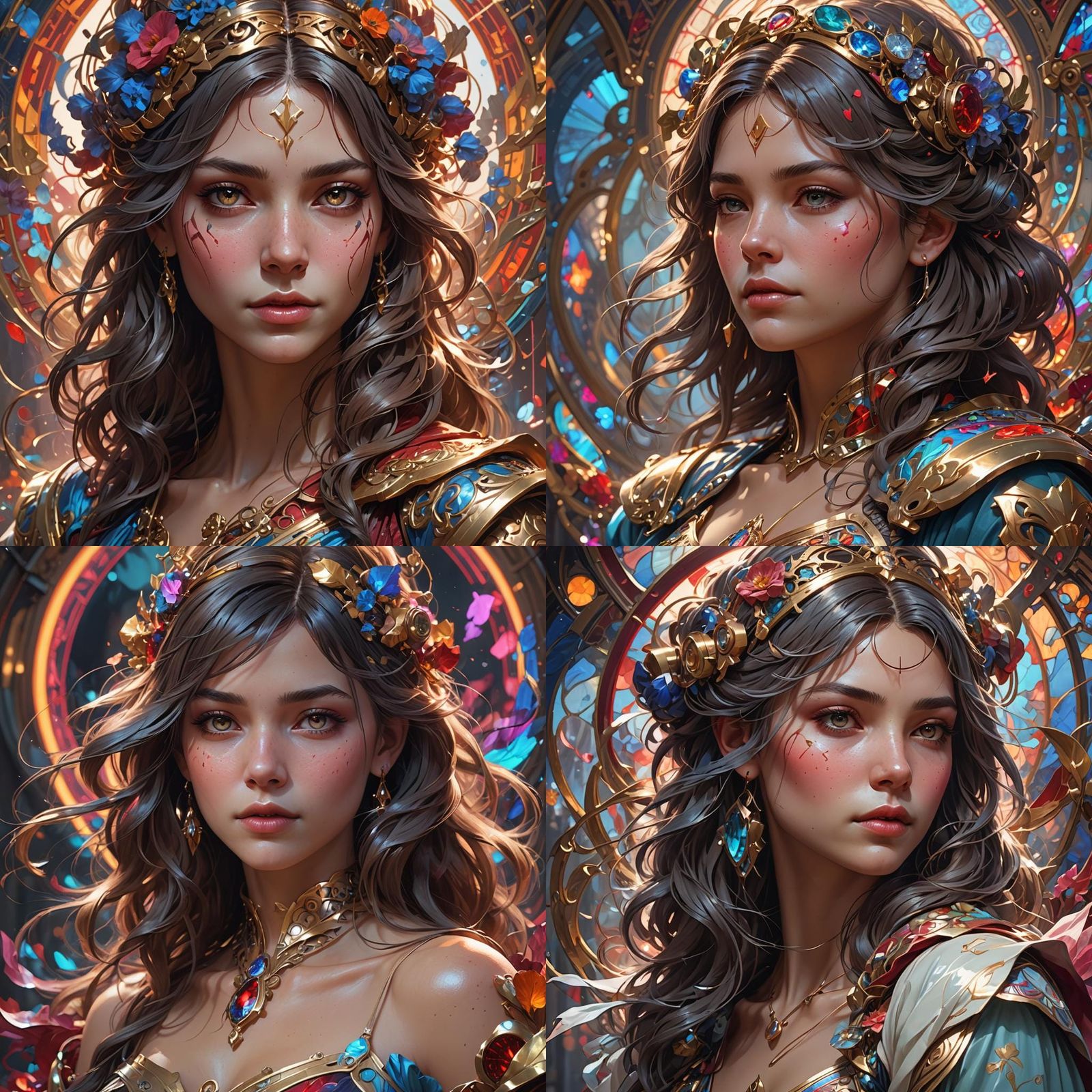 Detailed Portrait with Dynamic Lighting in Art Nouveau Style