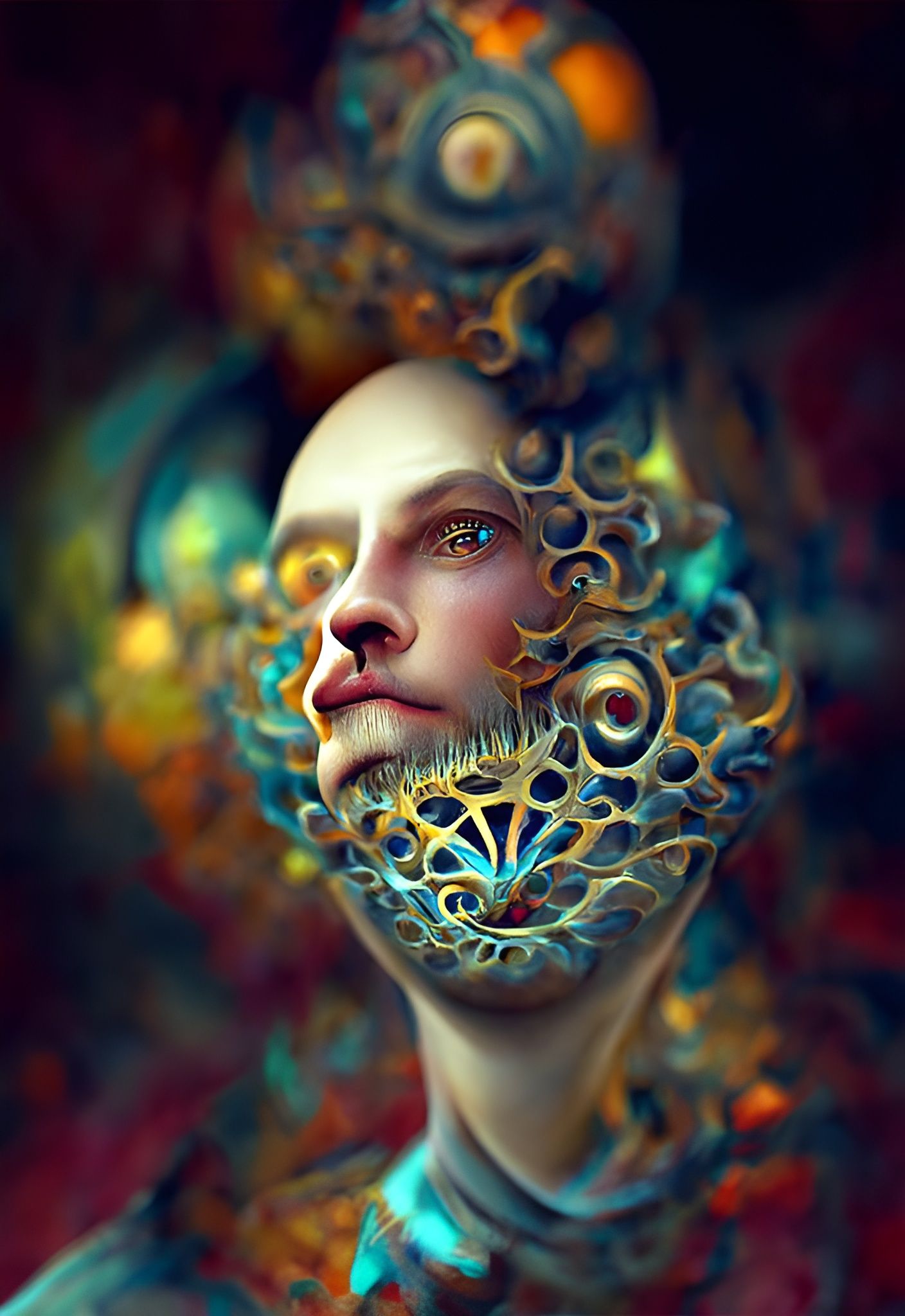 Transcended Face Reflection in Fractal Art Style