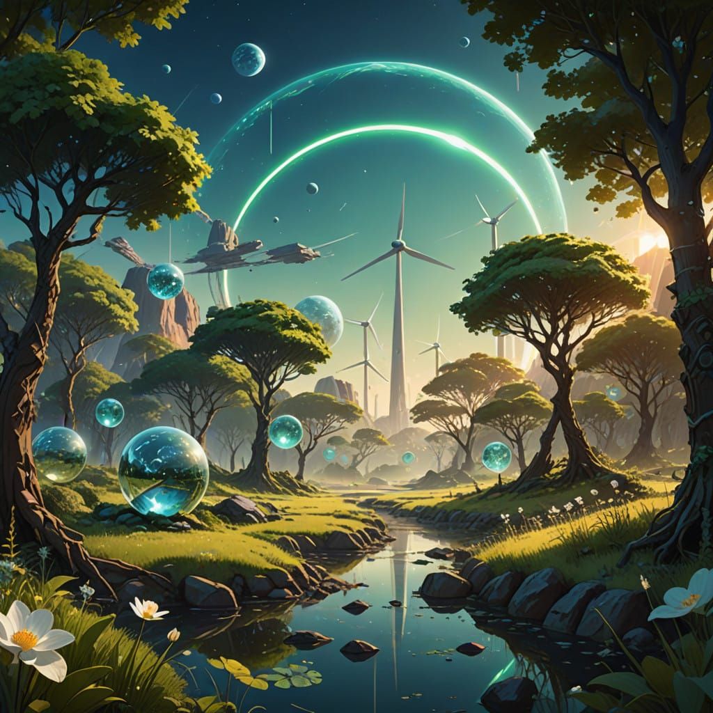 Vibrant Green Earth in Harmony with Social Media