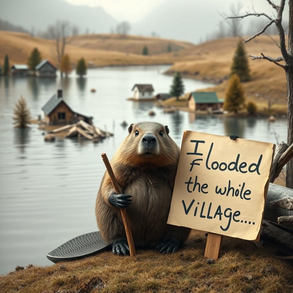 Guilty Beaver Shamed for Village Flood