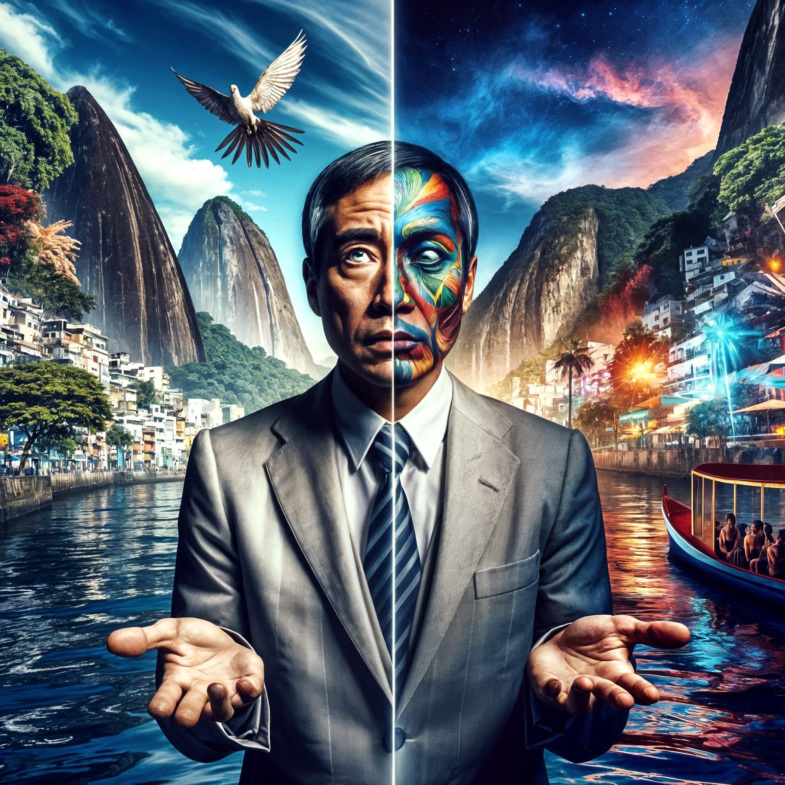 Surreal Rio Dreamscape of a Man Between Worlds