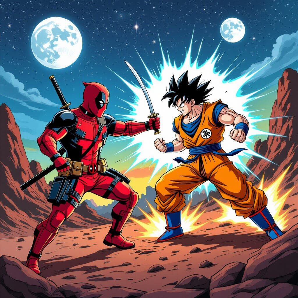 Deadpool vs Goku Epic Comic Battle on Alien Planet