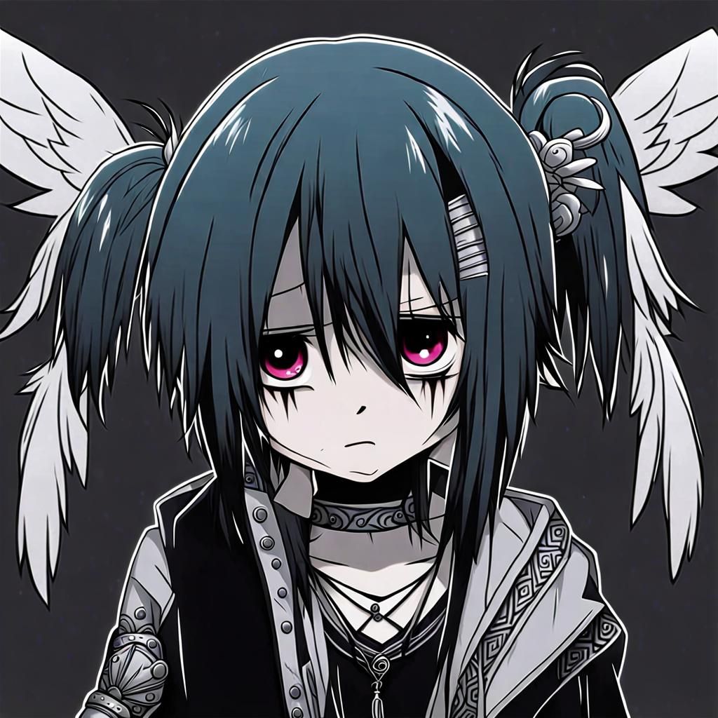 Emo Angel of Depression in Anime Style