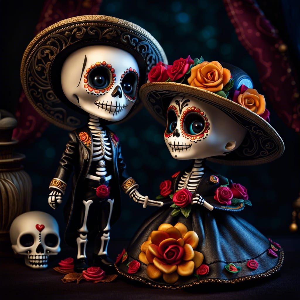 Day of the Dead Chibi Dolls Portrait