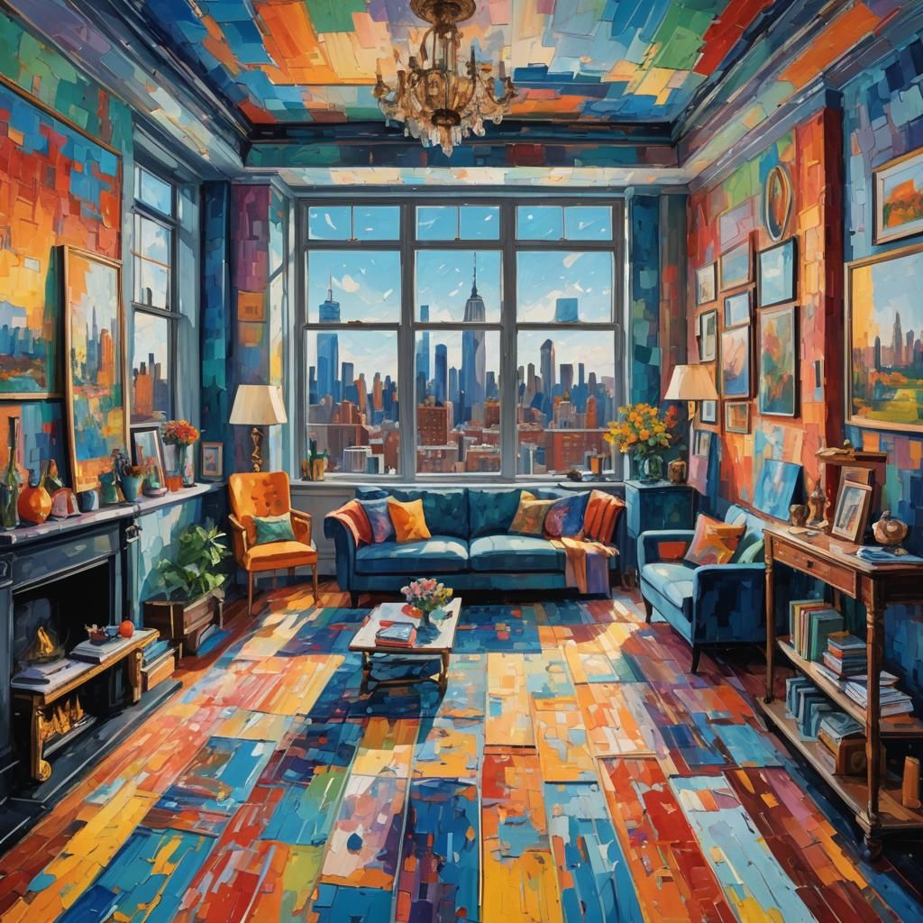 Penthouse Interior in Expressionist Neo-Impressionist Style