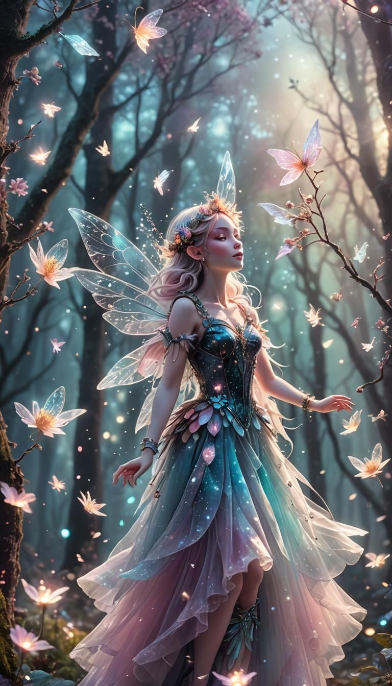 Object: Living object - Fairy Idol.
Setting: Magical forest, shrouded in fog and covered with flower petals.
Action: The...