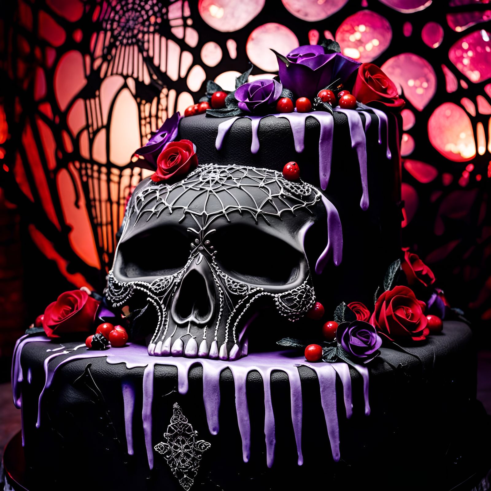 Gothic Skull Wedding Cake in Crystal Cavern