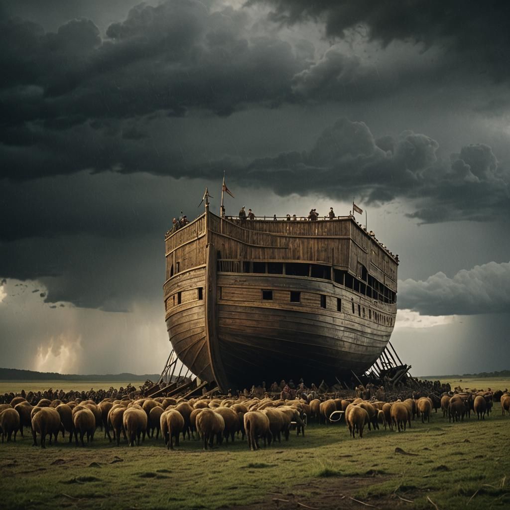 Dramatic Noah's Ark Amidst Stormy Skies