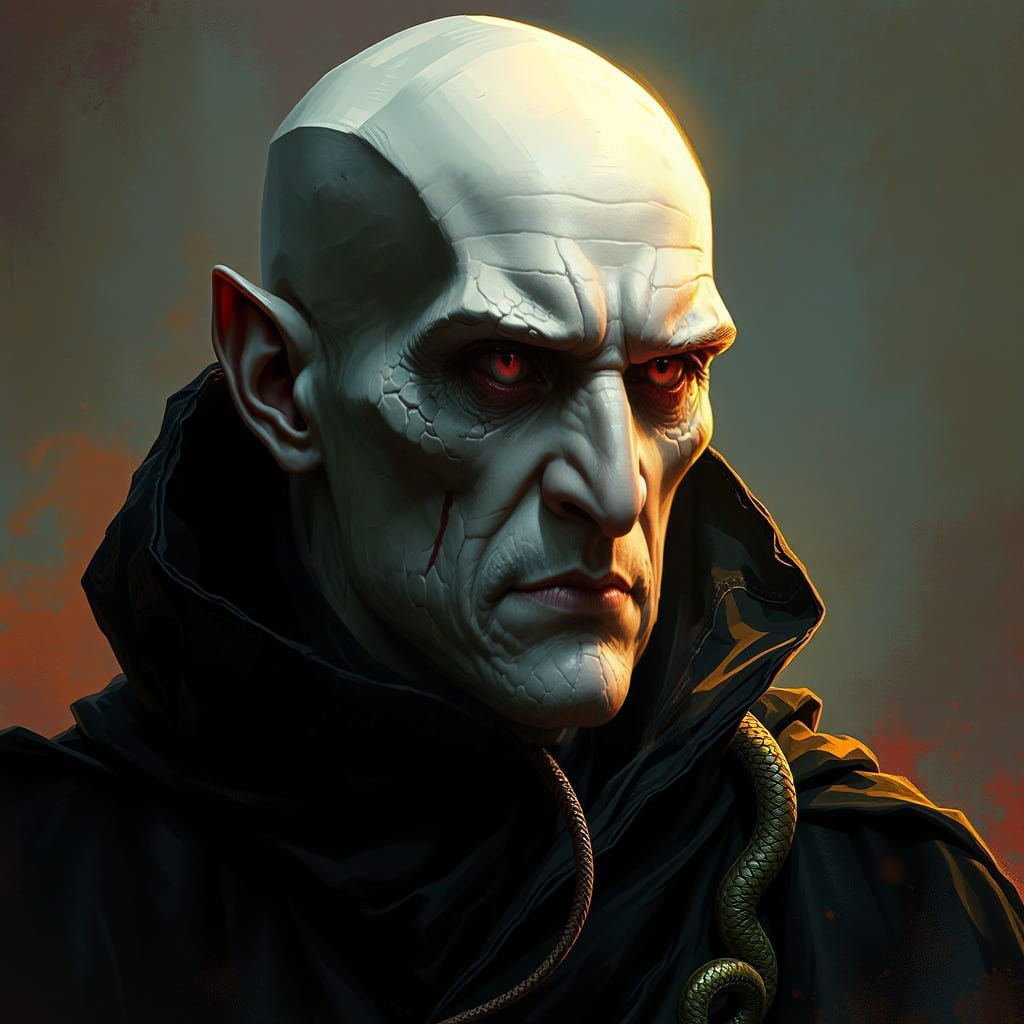 Dark Lord Voldemort in Hyperrealistic, Splash Art Style