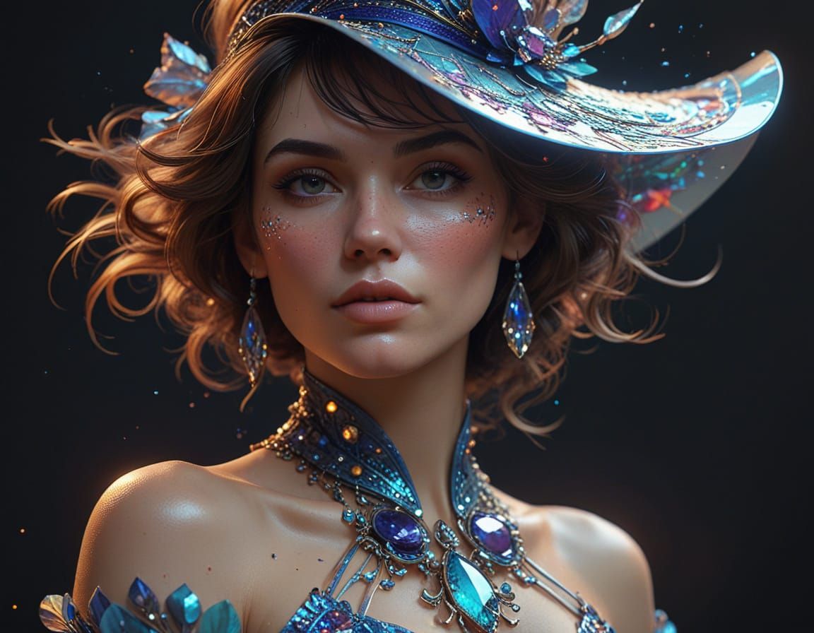 Woman in White Dress: Surreal Art Illustration