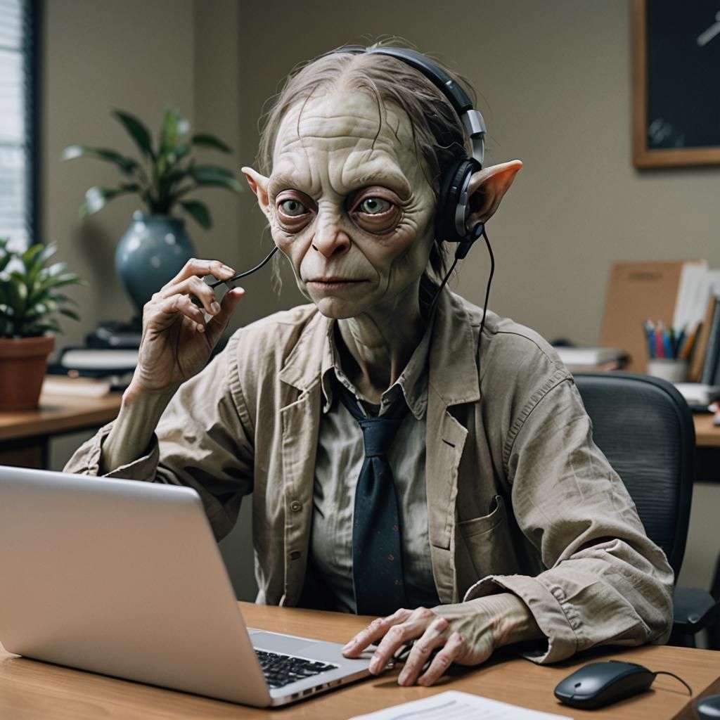 Female Gollum in Business Casual Outfit