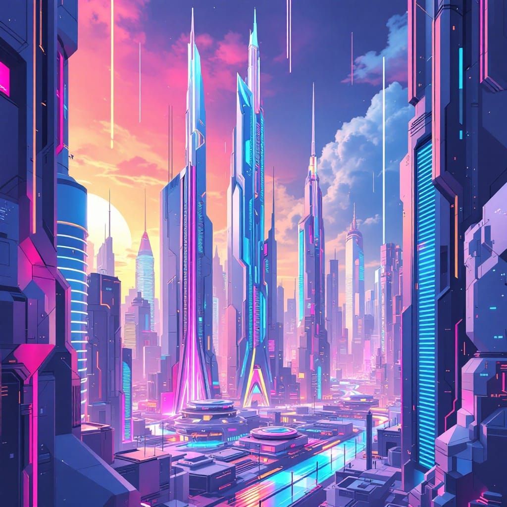 Futuristic Cityscape in Hyper-Realistic 3D Style