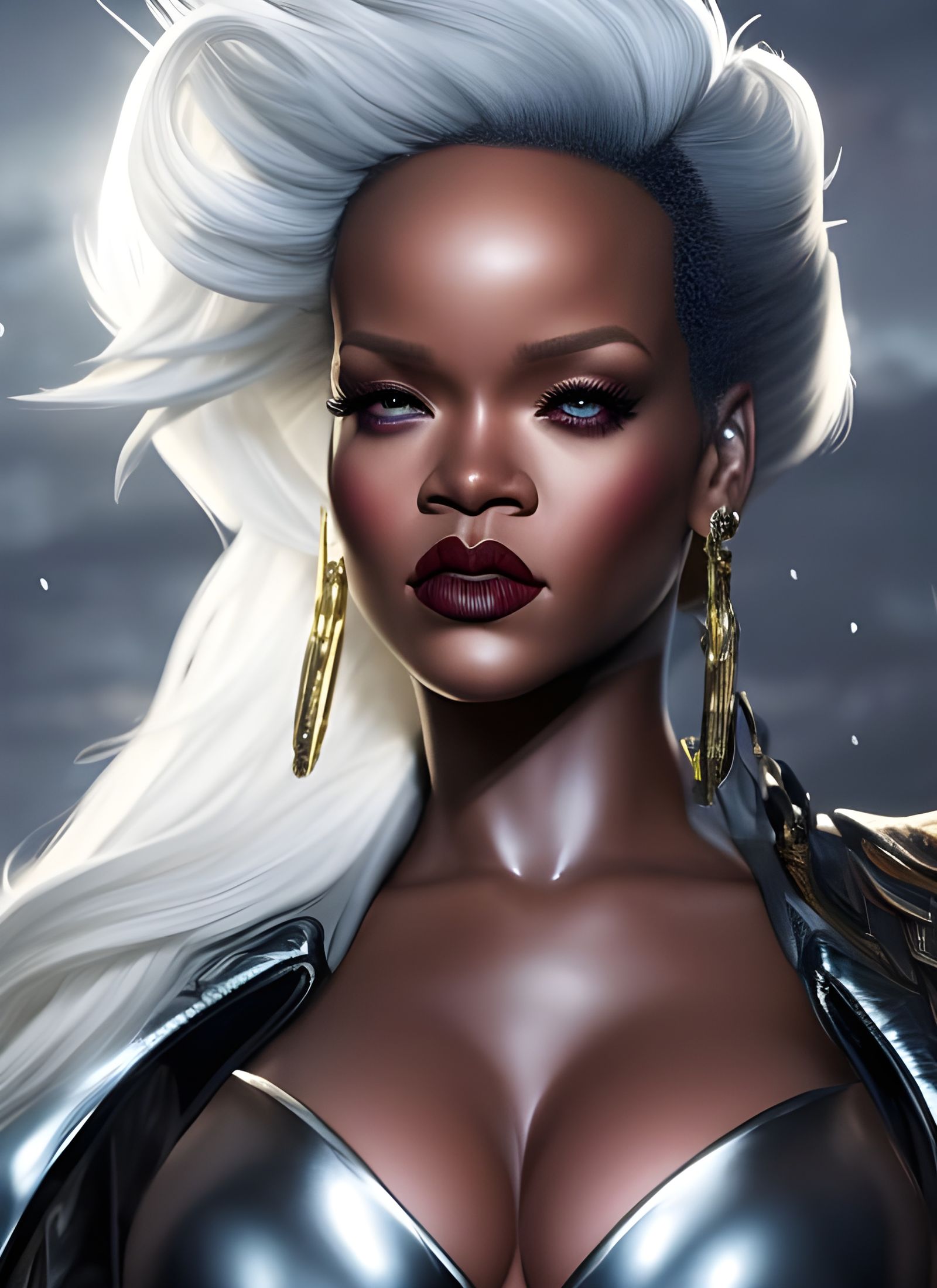 Rihanna as Storm Superhero in Detailed Matte Painting