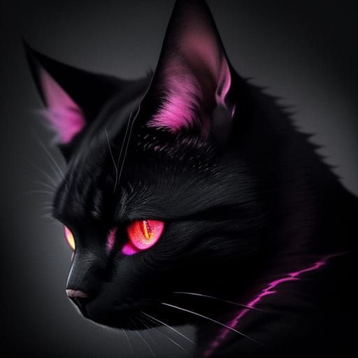 Eerie Cat Portrait in Dark Fantasy Style