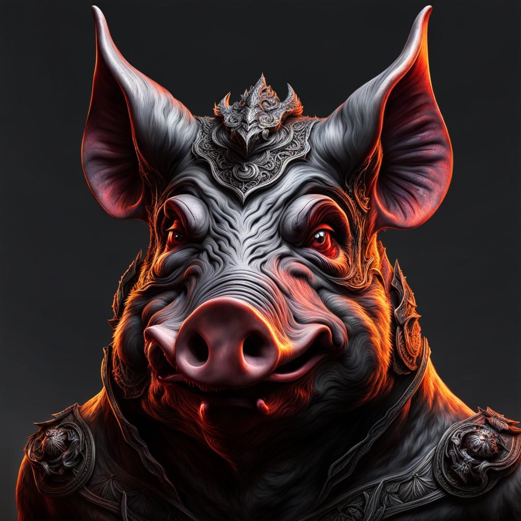 Detailed Pig Demon Lord of Hell