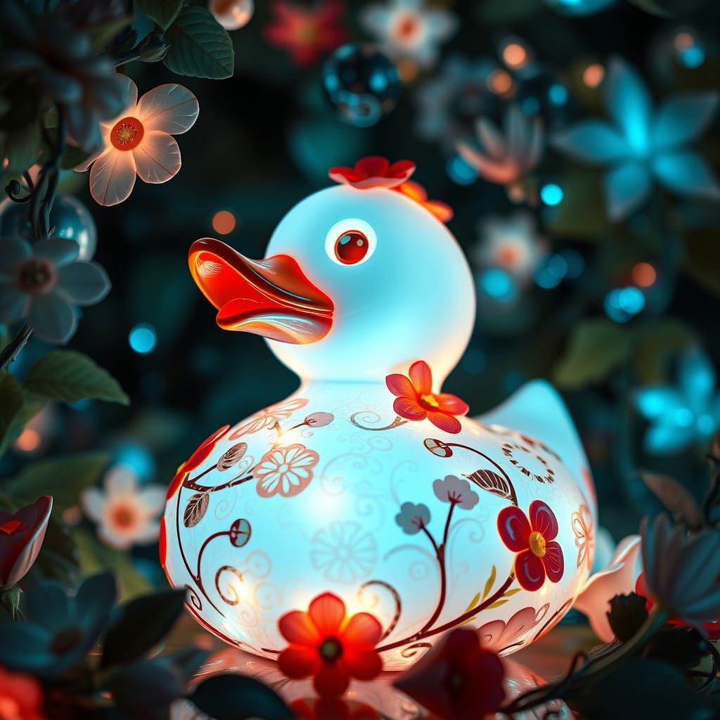 Ethereal Light Duck in Whimsical, Surrealist Style
