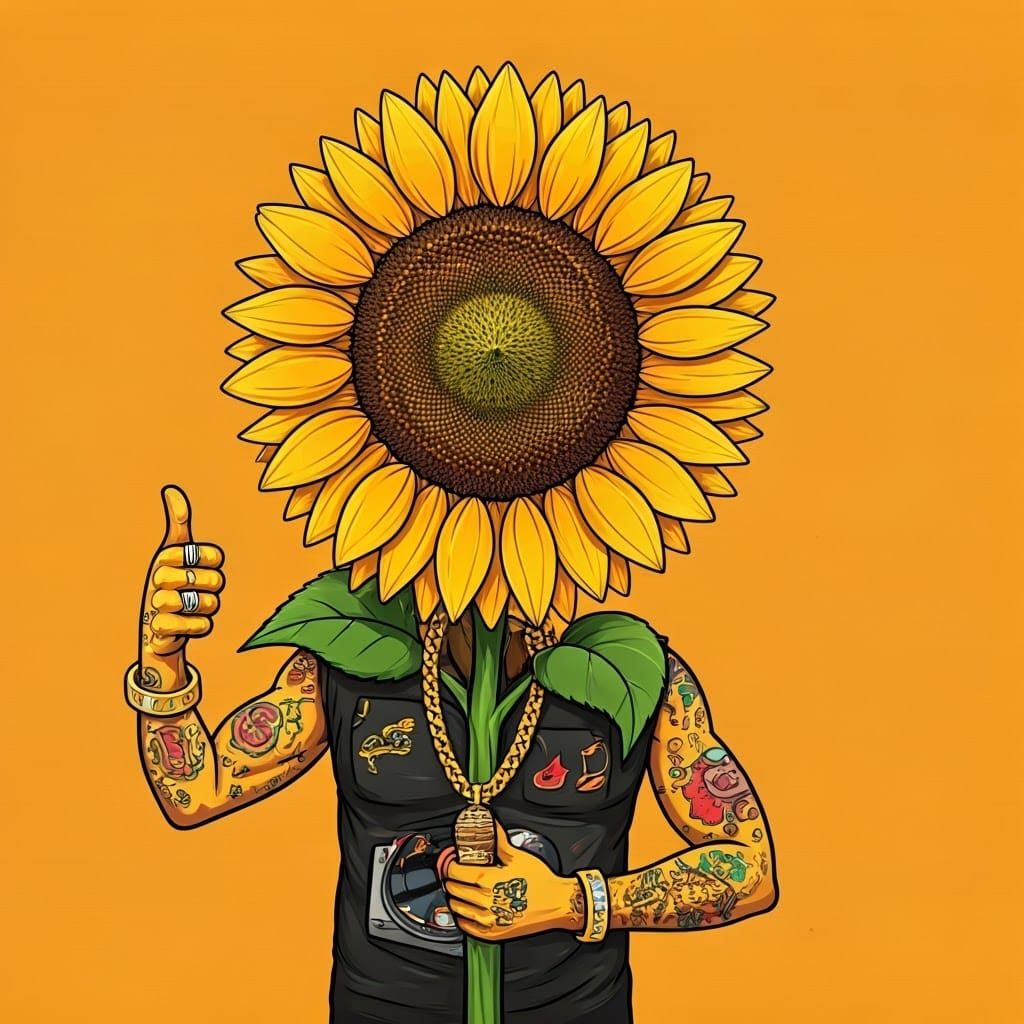 Surreal Sunflower Rapper Blends Graffiti and Illustration